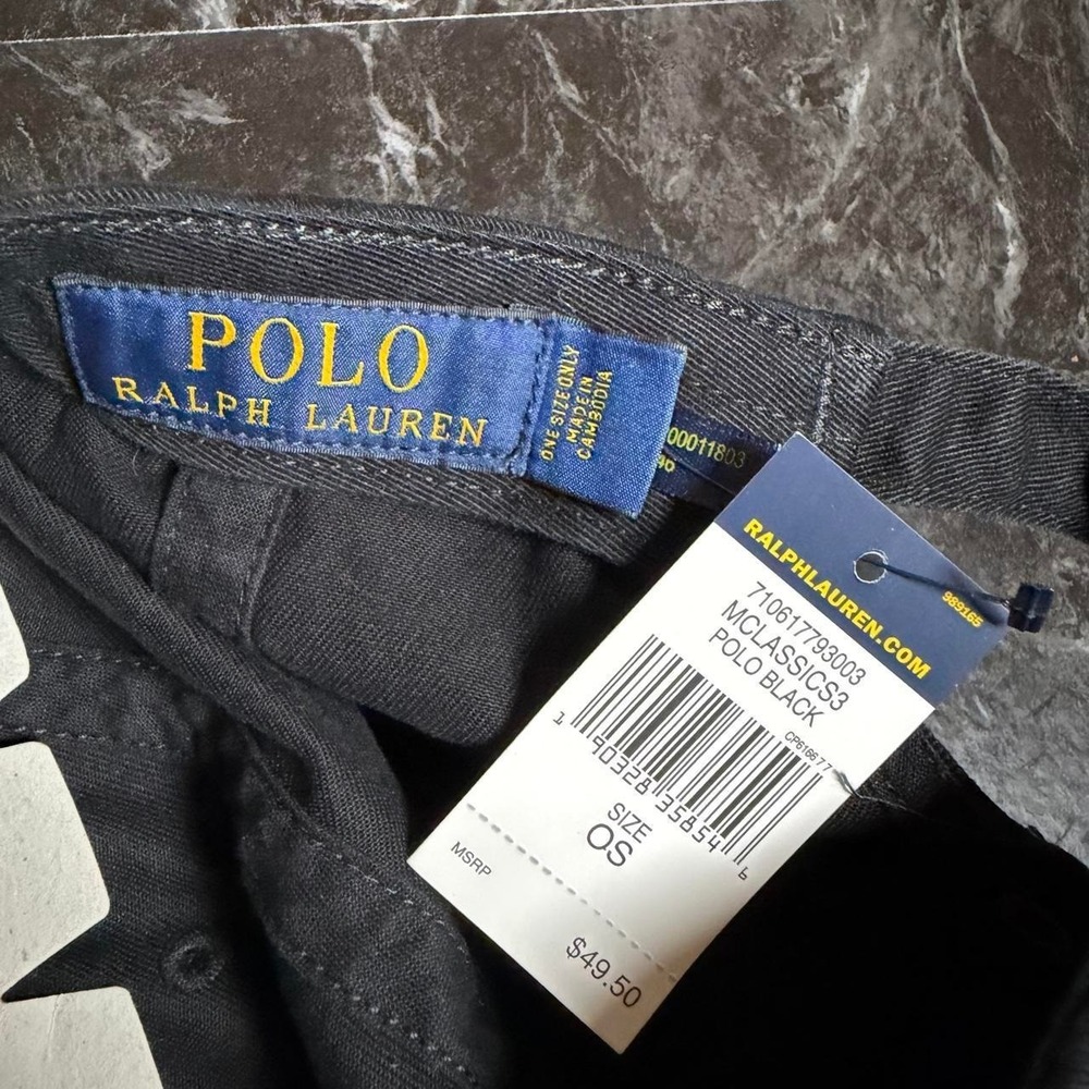 Polo Ralph Lauren Black Vtg Racing Horse Crest Motif Cap Hat -New - Picture 6 of 7